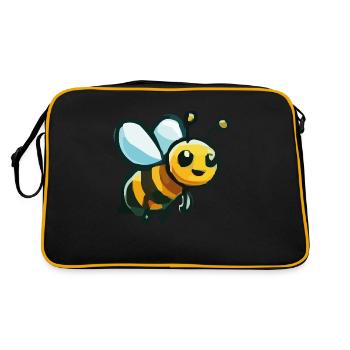 biene cartoon - Retro Tasche - Schwarz/Gold - Hinten