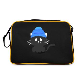 Charmante flache Katze - Retro Tasche - Schwarz/Gold - Hinten