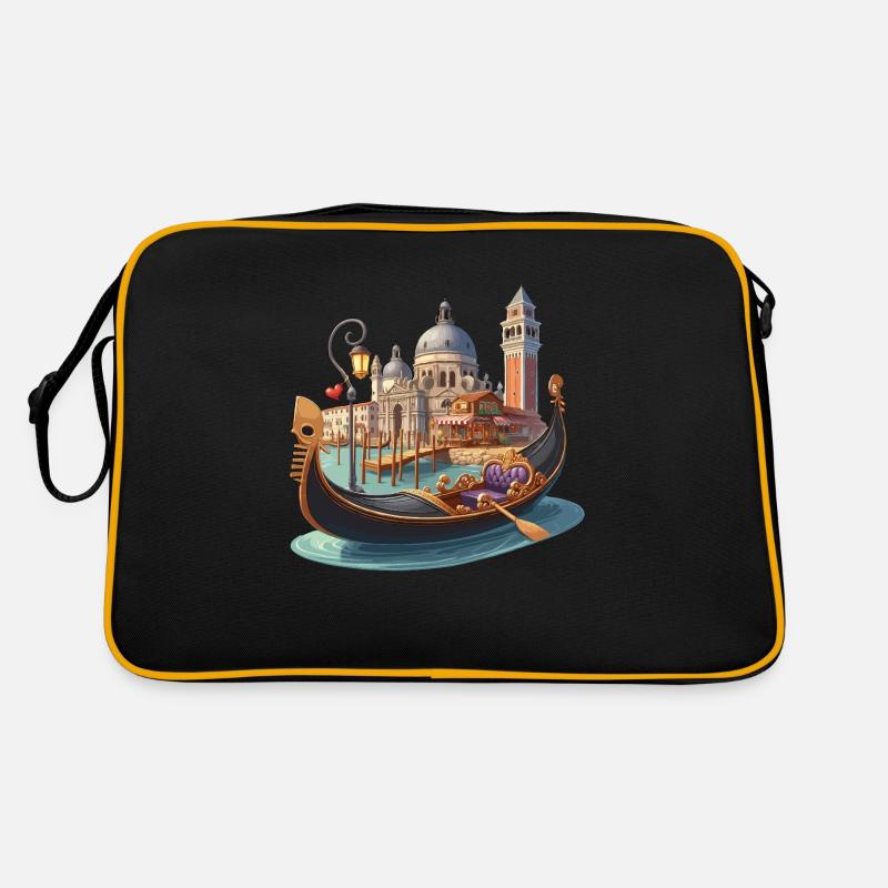 Gondelbahn von Venedig - Retro Tasche - Schwarz/Gold
