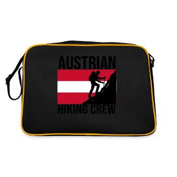 Austrian Hiking Crew Wander-Shirt - Retro Tasche - Schwarz/Gold - Hinten