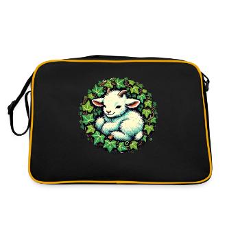 Goat with Ivy Botanical Nature Design - Retro Bag - black/gold - Back