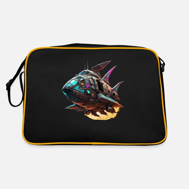 Spaceship - Retro Tasche - Schwarz/Gold