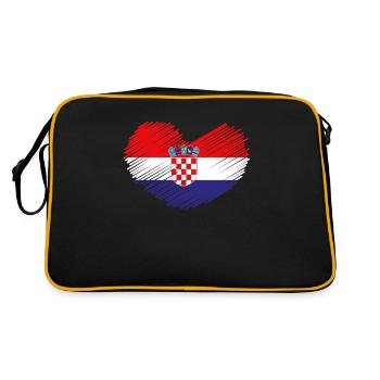 Croatia heart flag coat of arms home gift - Retro Bag - black/gold - Back