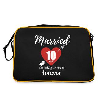 10th Wedding Anniversary - Retro Bag - black/gold - Back