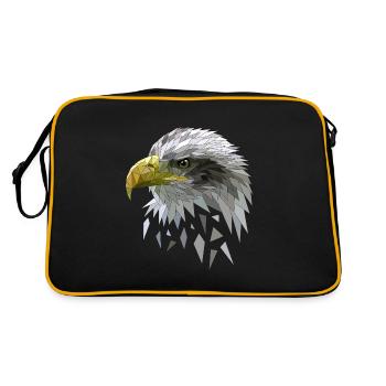 Seeadler Adler Low poly Polygone geometrisch - Retro Tasche - Schwarz/Gold - Hinten