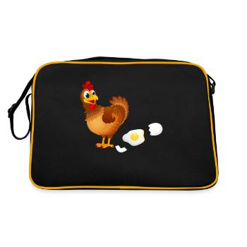 une poule met un œuf drôles cadeau - Sac Retro - noir/or - Dos