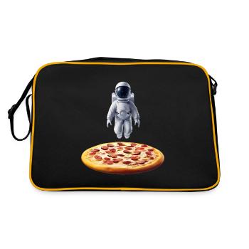 Astronaute planant au-dessus d’une pizza - Sac Retro - noir/or - Dos