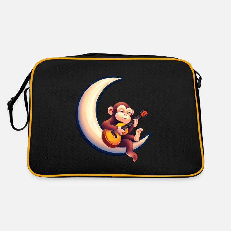 Musical monkey in the crescent moon Retro Bag