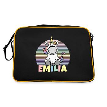 Emilia Name Mignon Licorne Arc-en-ciel Prénom - Sac Retro - noir/or - Dos