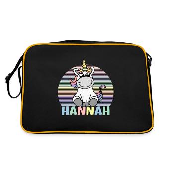 Hannah Unicorn Name - Retro Bag - black/gold - Back