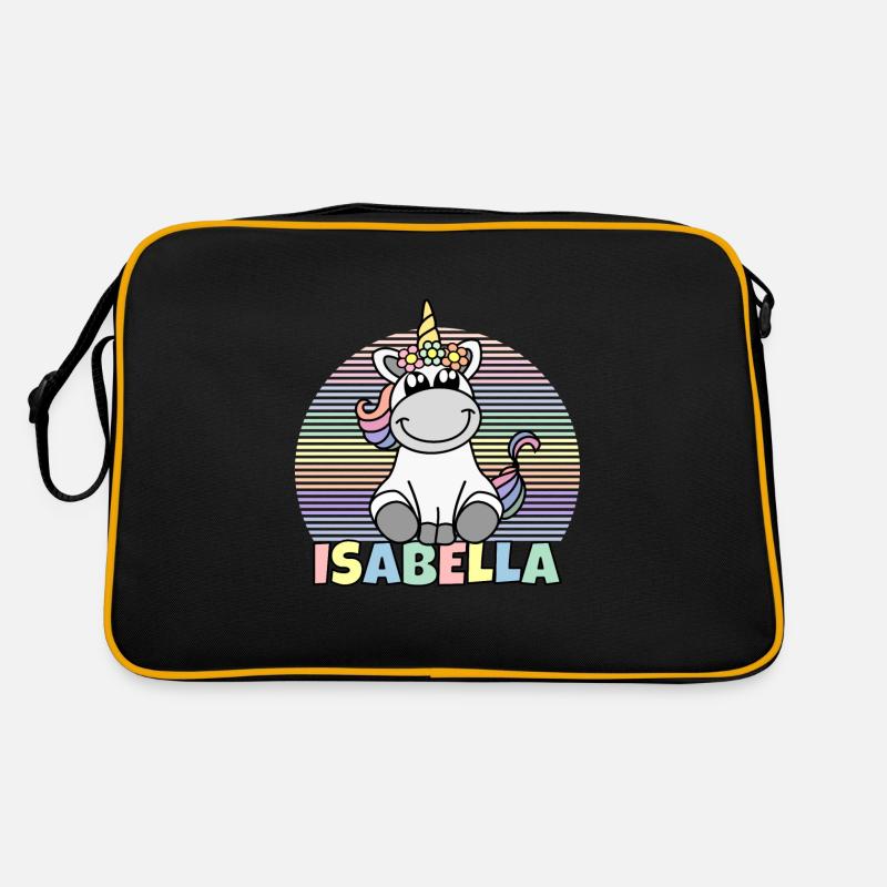 Isabella Einhorn Name - Retro Tasche - Schwarz/Gold