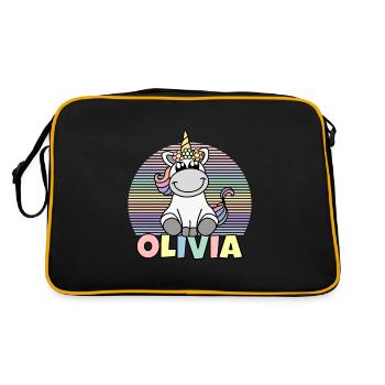Olivia Unicorn Name - Retro Bag - black/gold - Back