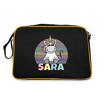 Sara Unicorn Name - Retro Bag - black/gold - Back