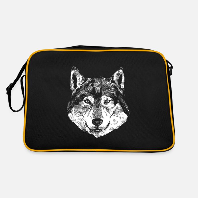 Wolf - Retro Tasche - Schwarz/Gold