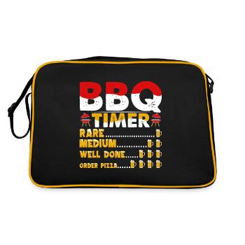 Funny BBQ Timer Grilling Beer Barbecue Grill - Retro Bag - black/gold - Back