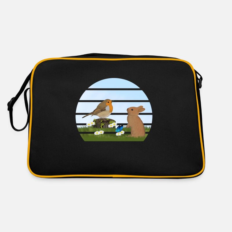 Robin Bird Rabbit Easter Spring Retro Bag