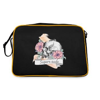 Crâne avec bannière Sapere Aude et roses - Sac Retro - noir/or - Dos