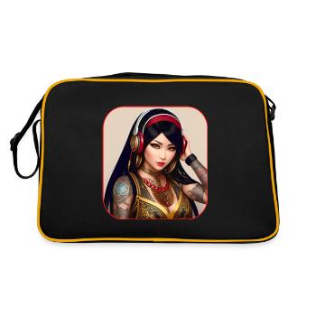 Beauté asiatique avec tatouages et écouteurs - Sac Retro - noir/or - Dos
