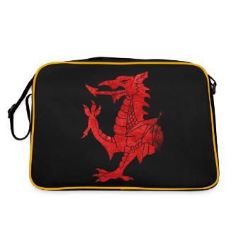 Welsh Dragon Rampant - Retro Bag - black/gold - Back
