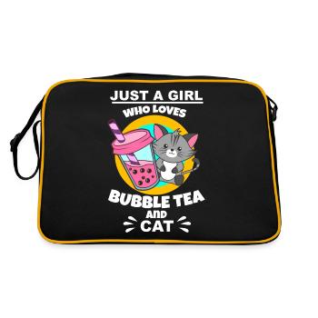 Bubble Tea Bubble Tee Mädchen Geschenk - Retro Tasche - Schwarz/Gold - Hinten