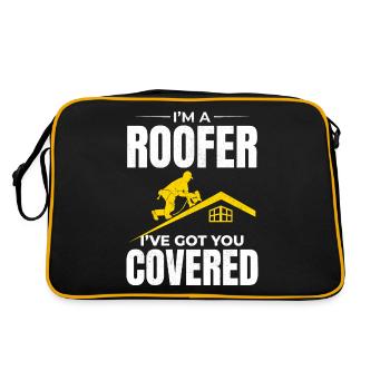 Roofer Roofing Roof Repair Mechanic Contractor - Retro Bag - black/gold - Back