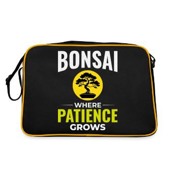 Japanischer Bonsai Gärtner Baum Sammler Gartenarbeit - Retro Tasche - Schwarz/Gold - Hinten