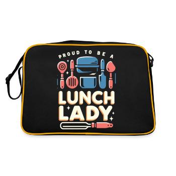 Stolz, eine Lunch-Lady zu sein - Retro Tasche - Schwarz/Gold - Hinten