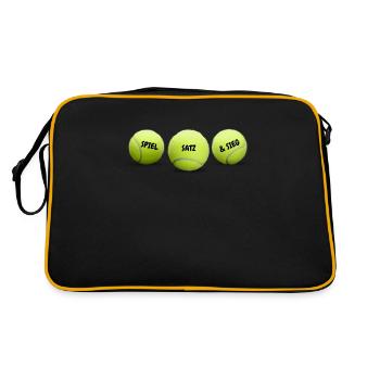 Tennis Spiel Satz & Sieg Tennisbälle Tenis - Retro Tasche - Schwarz/Gold - Hinten