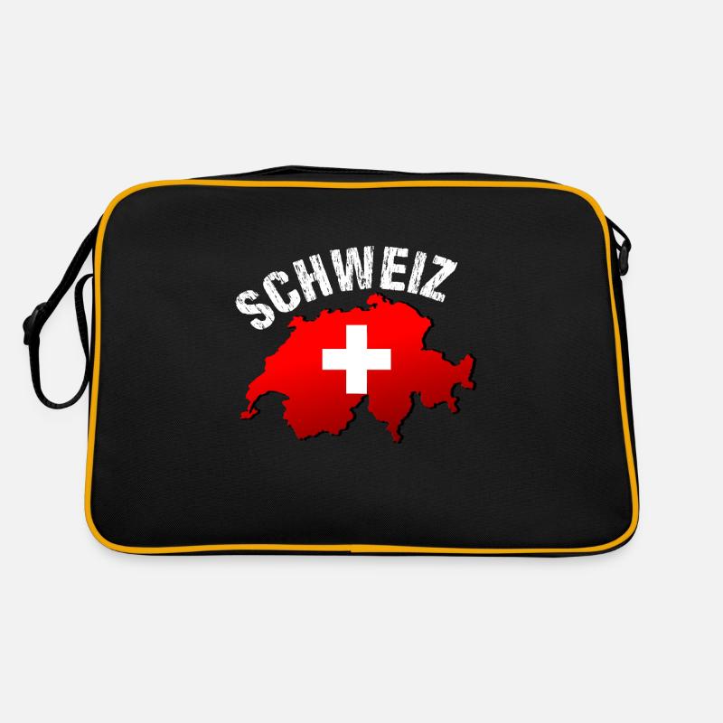 Schweiz - Retro Tasche - Schwarz/Gold
