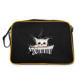 Katze Musik - Retro Tasche - Schwarz/Gold - Hinten