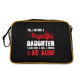 Yes I Do Have A Beautiful Daughter Dad Mom Papa - Sac Retro - noir/or - Dos