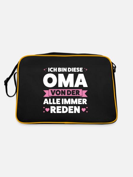 Oma Großmutter Enkelkind Geschenk - Retro Tasche - Schwarz/Gold - Hinten