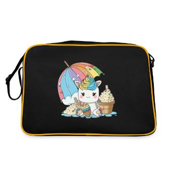 Licorne de couleurs - Une vague d’arcs-en-ciel - Sac Retro - noir/or - Dos