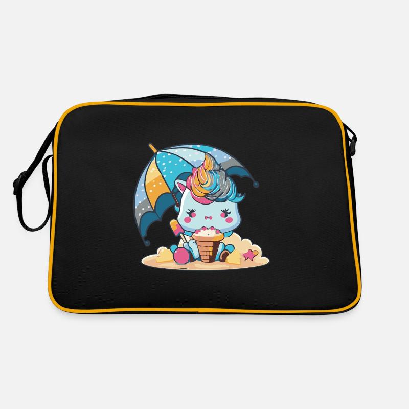 Einhorn-Essentials - Ein Muss für den Sommer - Retro Tasche - Schwarz/Gold