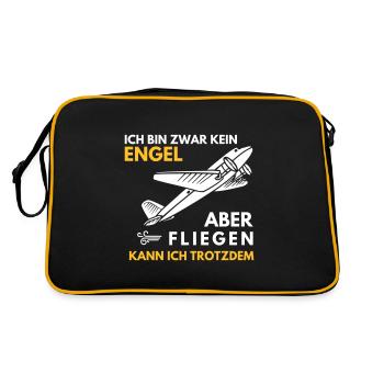 Fliegen kann ich trotzdem - Retro Tasche - Schwarz/Gold - Hinten