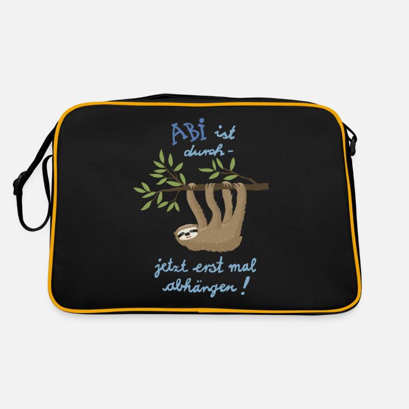 Faultier hat Abi - Retro Tasche - Schwarz/Gold