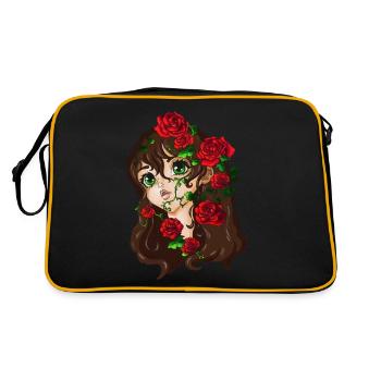 Sleeping Beauty with red roses - Retro Bag - black/gold - Back