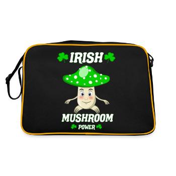 The Irish Power Mushroom, Funny Mushrooms Design - Retro Bag - black/gold - Back
