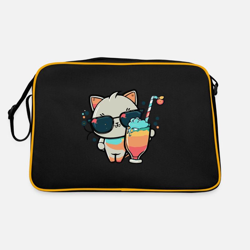 Die coolste Katze am Strand Retro Tasche
