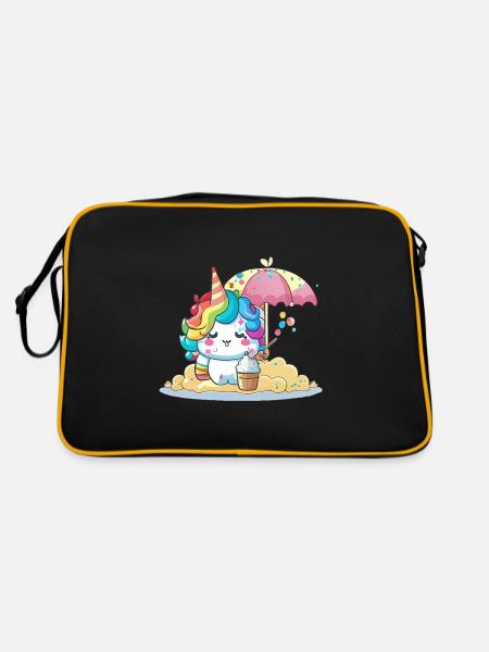 Magisches Einhorn - Sommer Edition - Retro Tasche - Schwarz/Gold