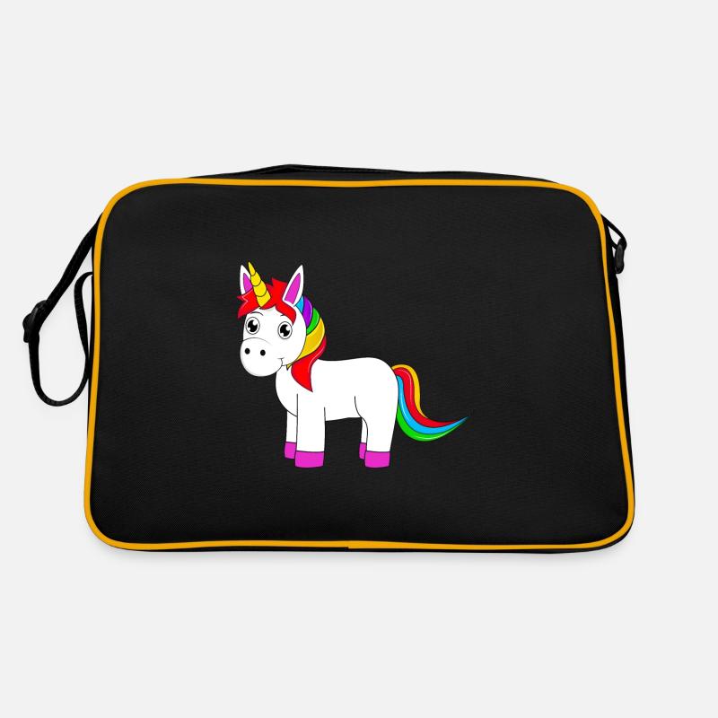 süßes Einhorn - Retro Tasche - Schwarz/Gold