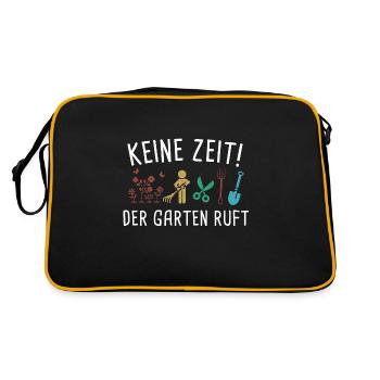 Keine Zeit Der Garten Ruft - Retro Tasche - Schwarz/Gold - Hinten