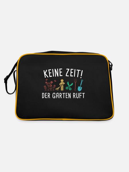 Keine Zeit Der Garten Ruft - Retro Tasche - Schwarz/Gold - Hinten
