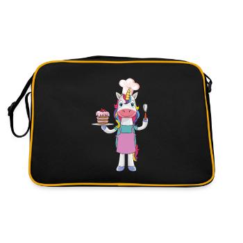 Funny cake baking cookin unicorn gift - Retro Bag - black/gold - Back