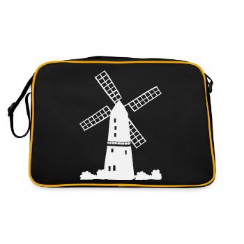 Windmühle Urlaub Ferien - Retro Tasche - Schwarz/Gold - Hinten