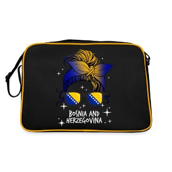 Bosnien und Herzegowina - Retro Tasche - Schwarz/Gold - Hinten