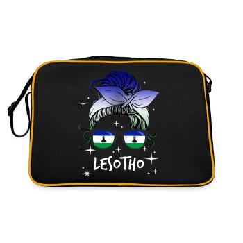 Lesotho - Retro Tasche - Schwarz/Gold - Hinten