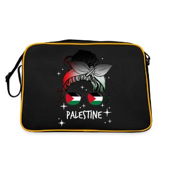 Palästina - Retro Tasche - Schwarz/Gold - Hinten