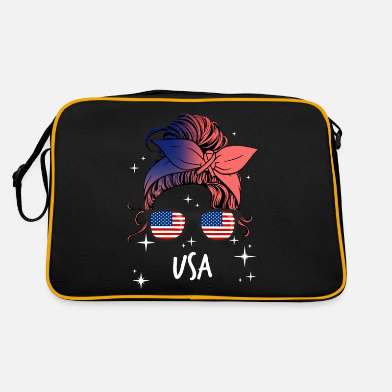 USA - Retro Tasche - Schwarz/Gold