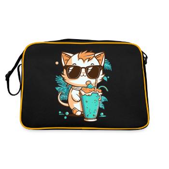 Cat in summer holiday - Retro Bag - black/gold - Back
